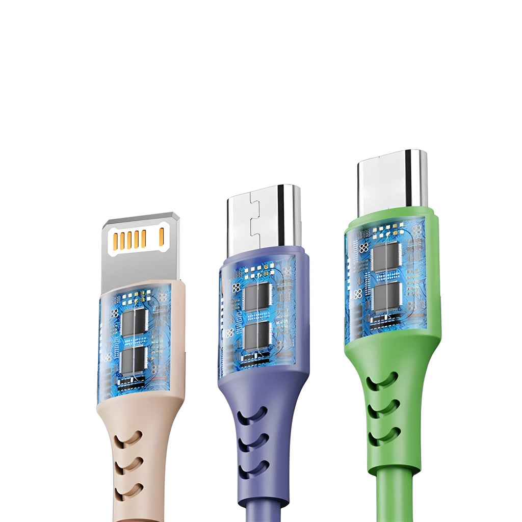 3 In 1 Fast Charging Cable For iPhone15 14 13 12 11 X Pro Max Micro USB Type-C Phone Charger USBC Data Cable