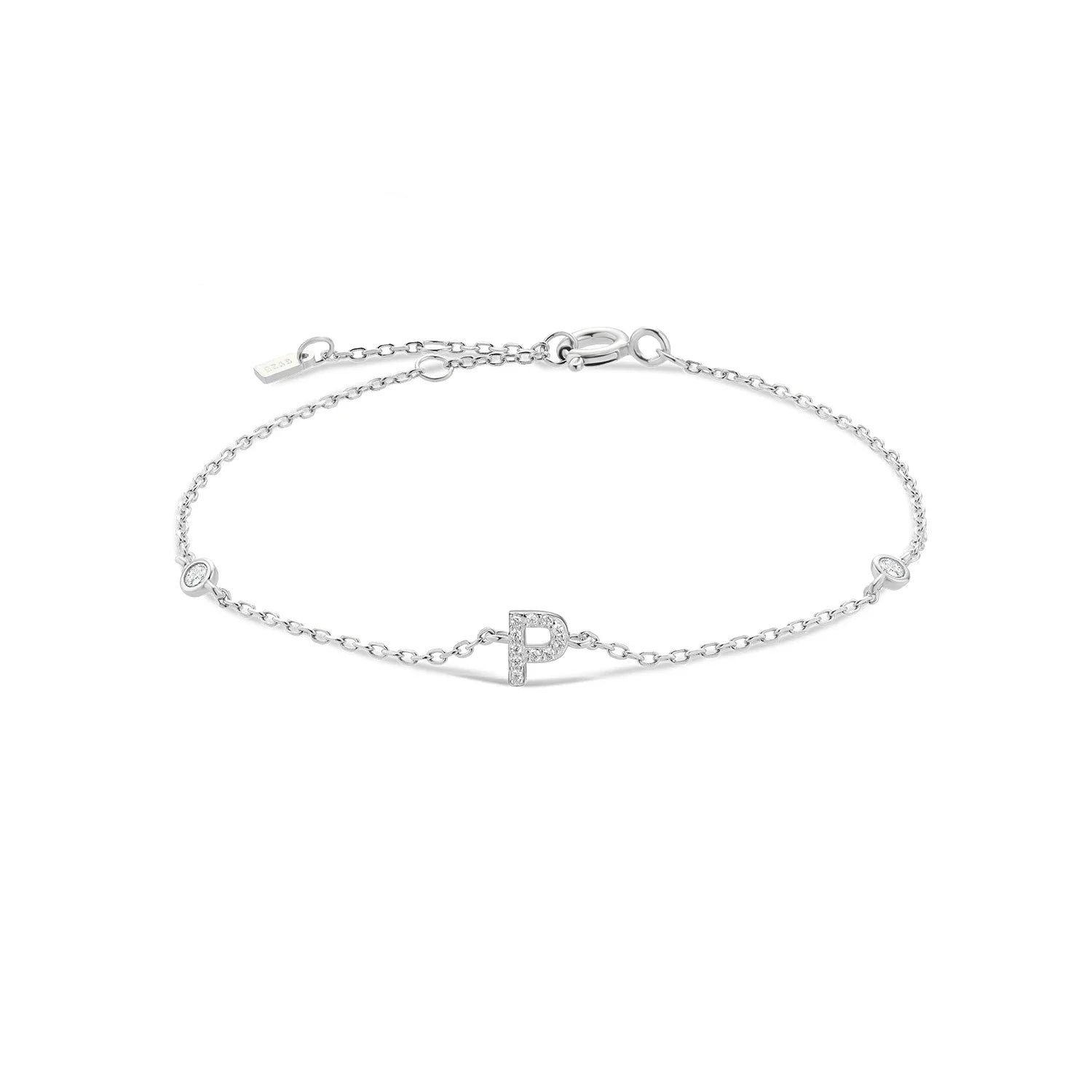 925 Sterling Silver Initial 26 Letters Alphabet Monogram Gold Name Bracelet Crystal CZ Zircon 2021 Fashionable Jewelry