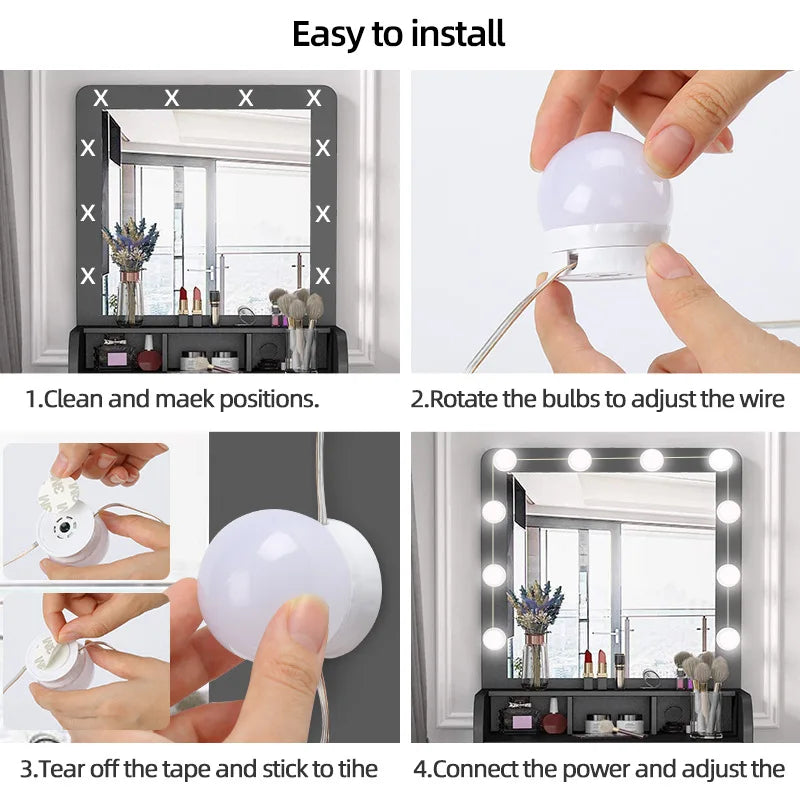 LED Bulb Makeup Lamp USB Power Supply 5V Bathroom,Room Decoration Mirror-mounted Lamp Makeup Mirror Lighting Fixture