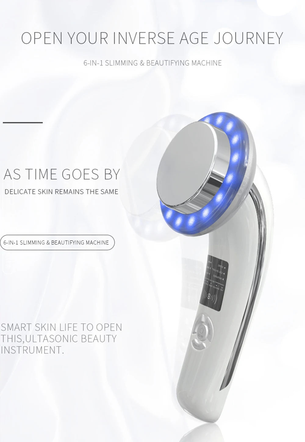 6 in1 EMS Ultrasound Cavitation Galvanic Ultrasound Body Massager Face Lifting Machine Infrared Therapy Facial Skin Care Tools