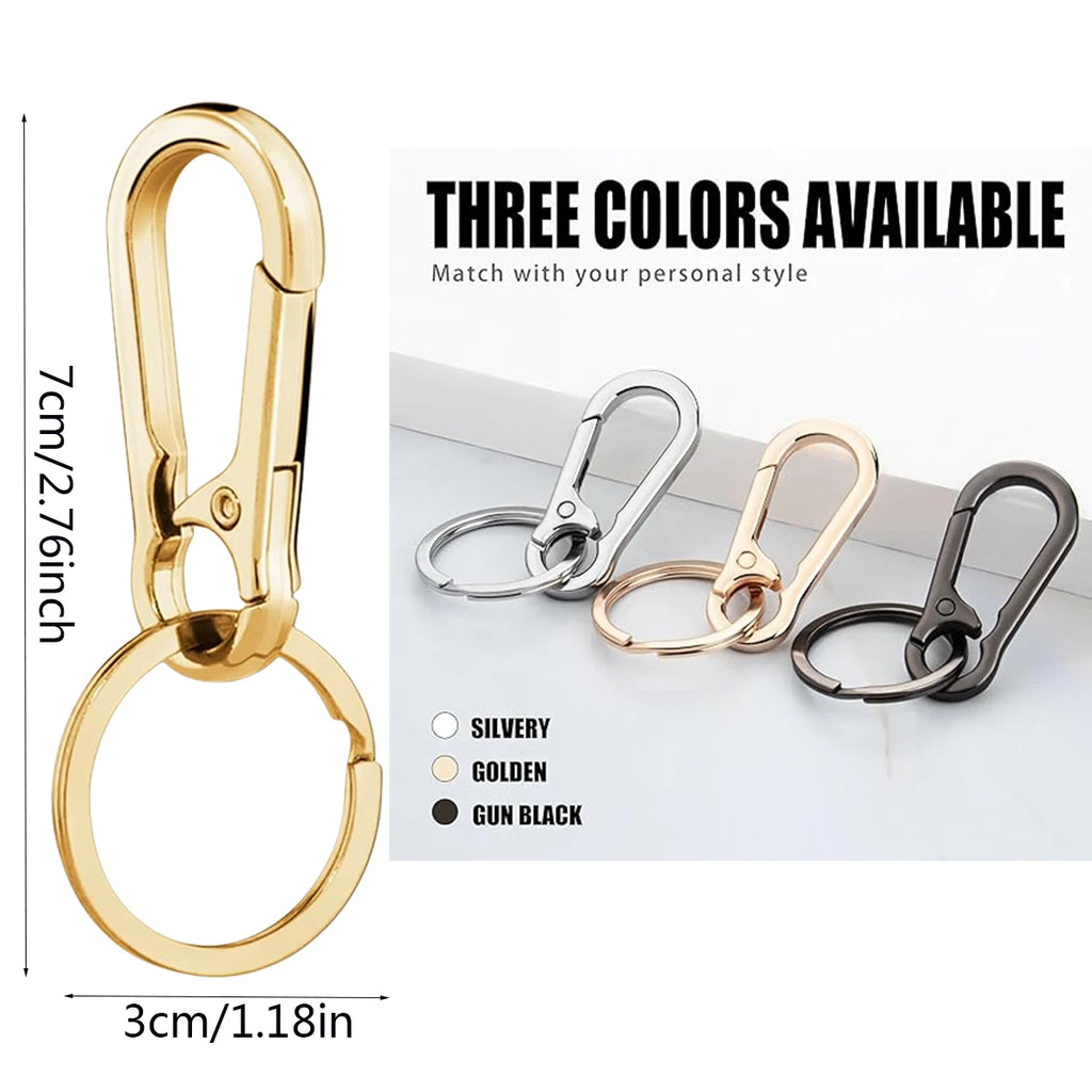 3-Piece Set of Metal Carabiner Keychains, Key Rings, Key Clips, Hooks, and Storage Holders Suitable for Car Key Finders, Men and Women, Outdoor Hiking, and Camping
