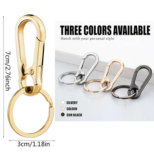 3-Piece Set of Metal Carabiner Keychains, Key Rings, Key Clips, Hooks, and Storage Holders Suitable for Car Key Finders, Men and Women, Outdoor Hiking, and Camping