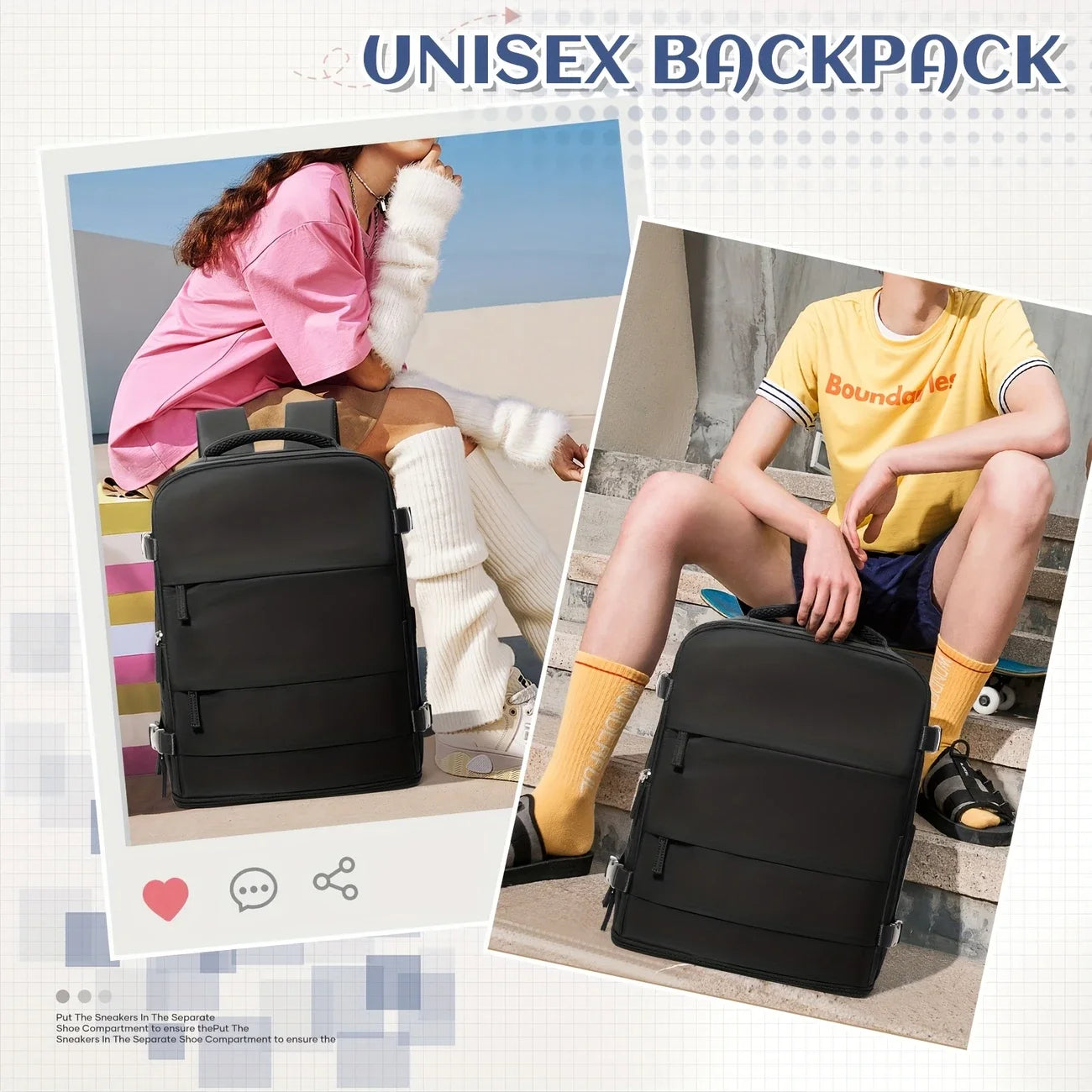 Short Distance Easyjet 45x36x20 Travel Backpack Backpack Hand Luggage Anti-theft Notebook Backpack Vacuum Bags for Clothing