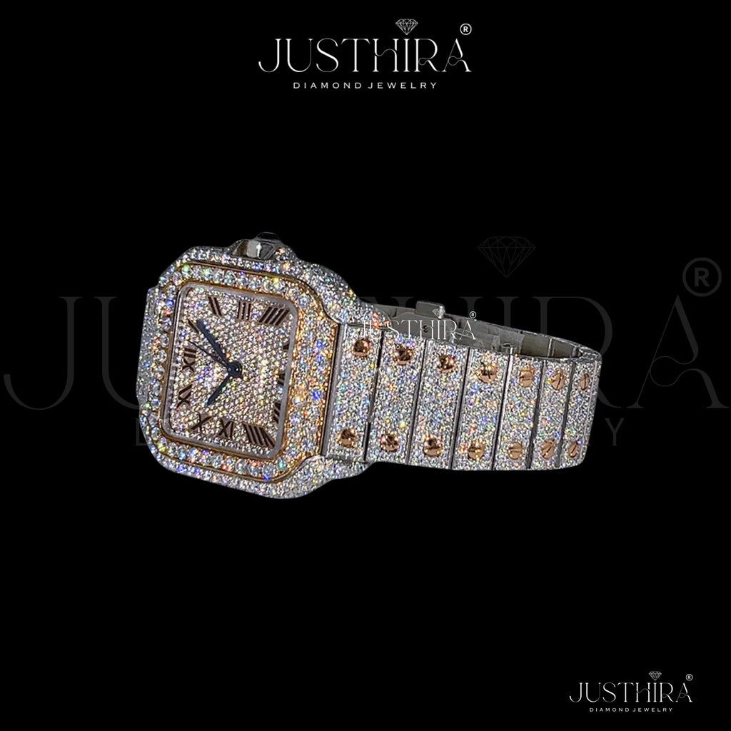 Most Selling Waterproof Stainless Steel Fashion Moissanite Diamond Watch for Men Luxury Iced Durable Construction Available