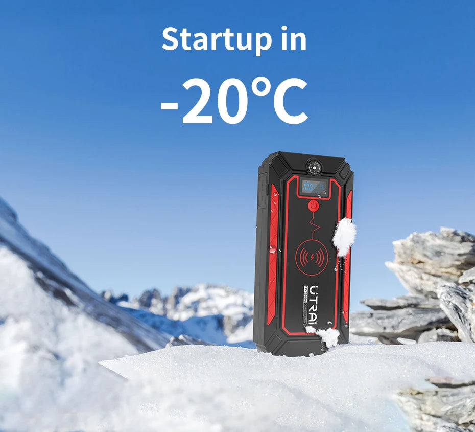 Car Jump Starter  2500A Power Bank Car Battery with 10W Wireless Charger LCD Screen Safety Hammer Jump starter