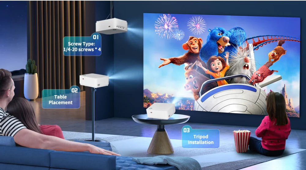 WZATCO New D5 1080P 5G WiFi Android Smart Digital Focus Full HD Projector LED Video Home Theater Cinema Proyector LCD Beamer