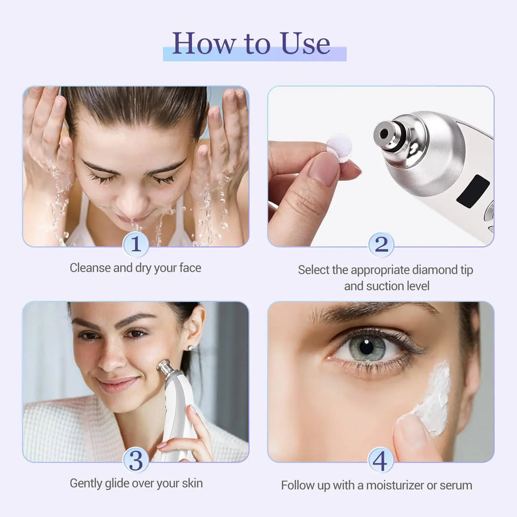 Portable Diamond Microdermabrasion Machine Facial Skin Care Blackhead Removal Beauty Device with Diamond Dermabrasion Tips