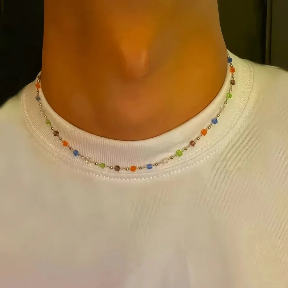 Retro Alien Irregular Baroque Pearl Pendant Necklace for Women Vintage Green Black Crystal Bead Long Necklace Neck Chain Jewelry