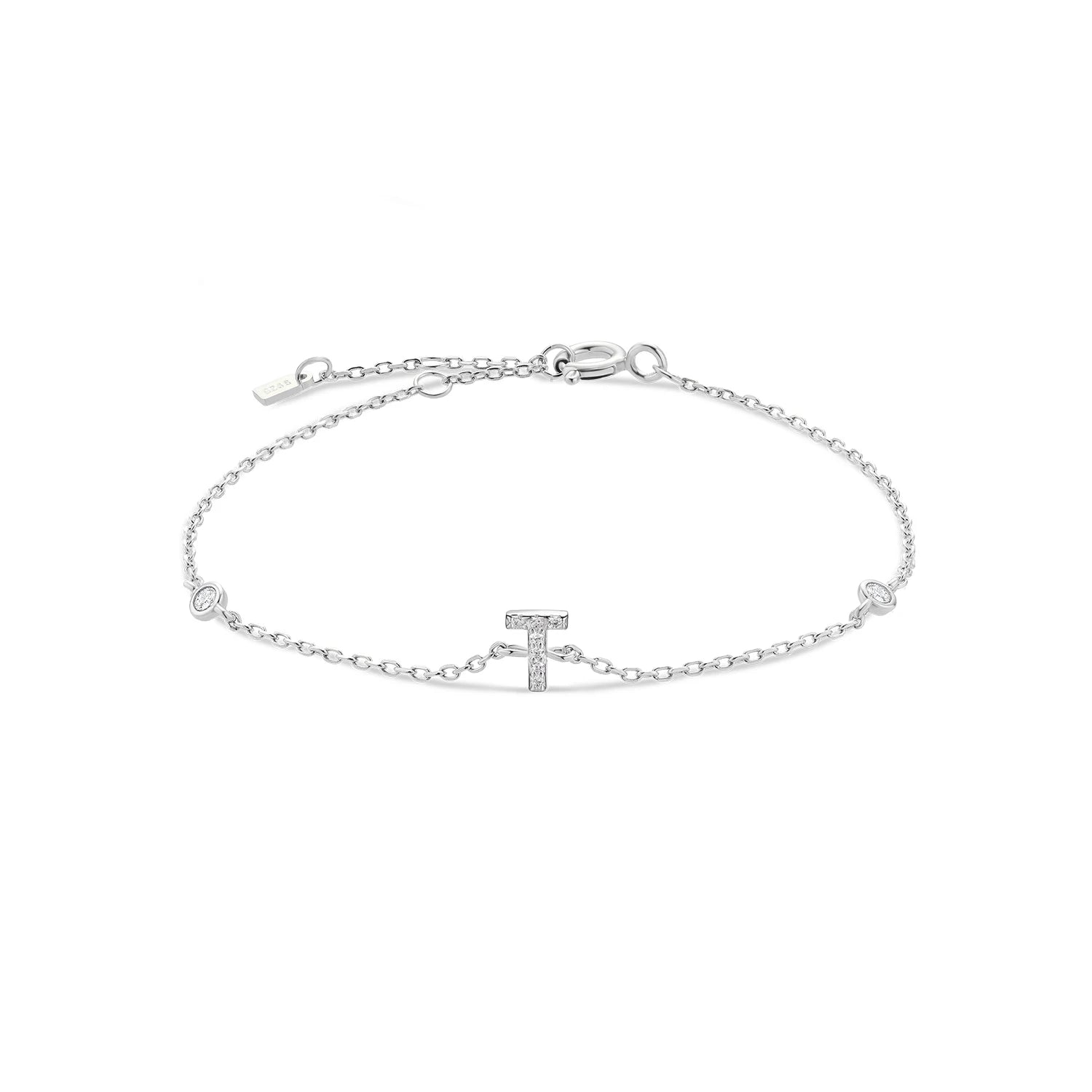 925 Sterling Silver Initial 26 Letters Alphabet Monogram Gold Name Bracelet Crystal CZ Zircon 2021 Fashionable Jewelry