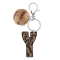 Fashion Leopard English Alphabet Artificial Leather Keychain Exquisite Letter Keyring Women Handbag Charms Accessories Gifts