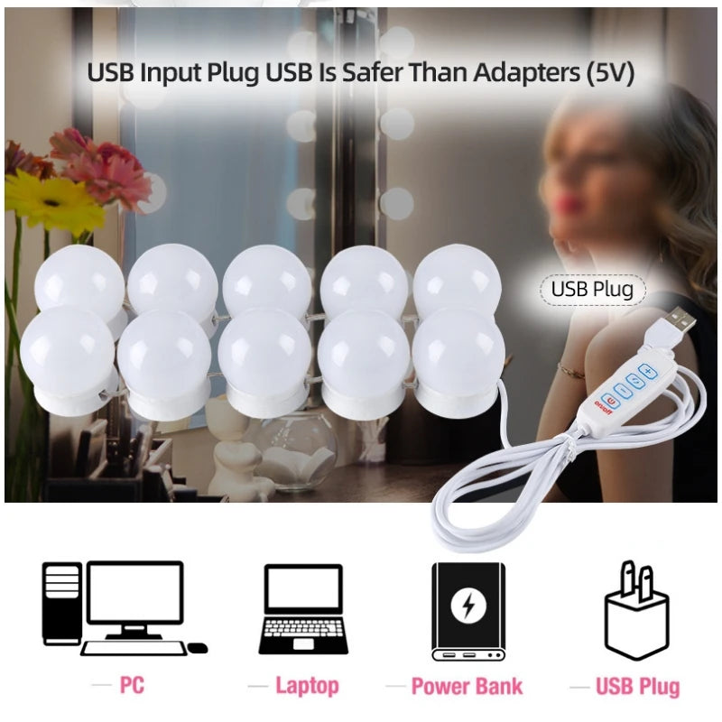 LED Bulb Makeup Lamp USB Power Supply 5V Bathroom,Room Decoration Mirror-mounted Lamp Makeup Mirror Lighting Fixture