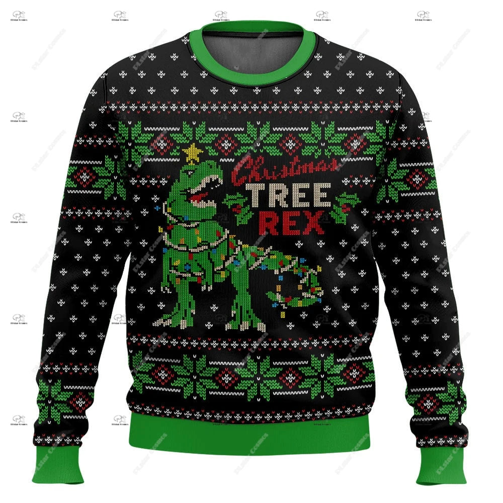 Christmas Santa Claus Pet Cat Knitted Ugly Sweater Graffiti Retro Vintage 3DPrint Pullover Harajuku Casual Funny Long Sleeves 43