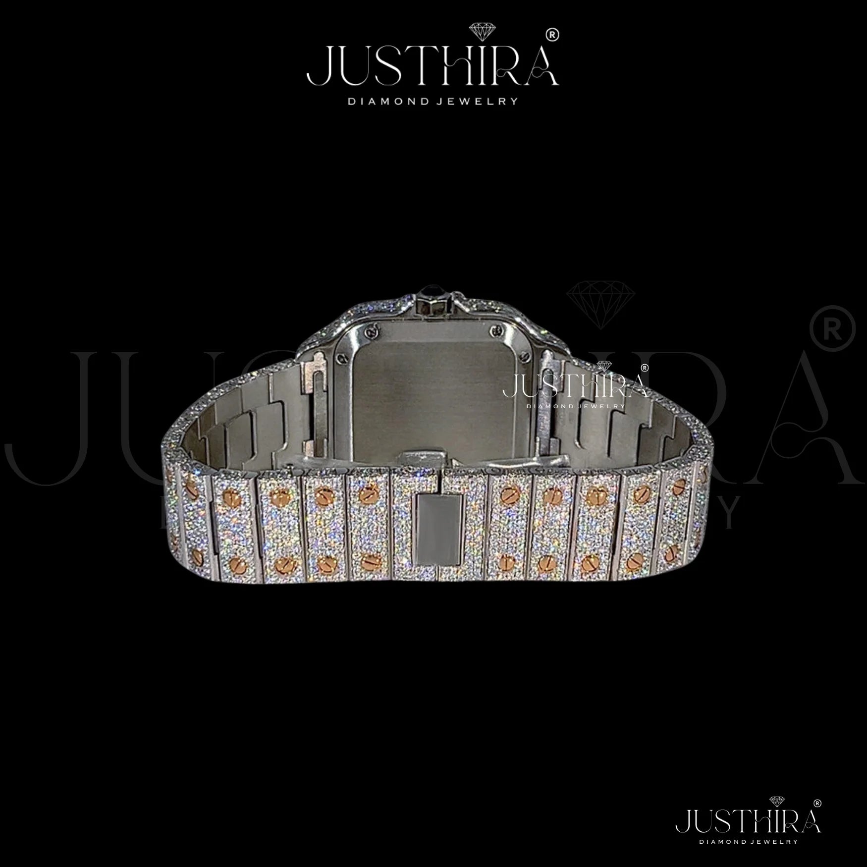 Most Selling Waterproof Stainless Steel Fashion Moissanite Diamond Watch for Men Luxury Iced Durable Construction Available