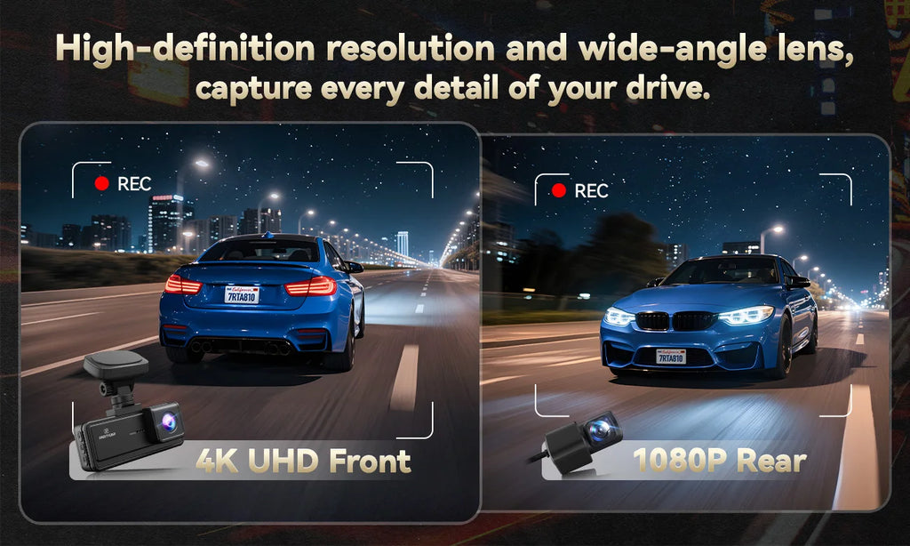REDTIGER A8 4K+1080P ADAS Dash Cam 3.18" IPS Touch Screen Front And Rear Car Camera Built-in WiFi And GPS Car DVR Night Vision